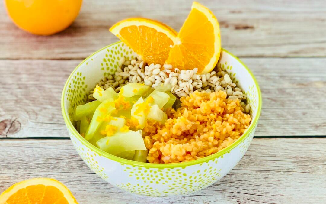 Gersten Linsen Bowl mit Orangenfenchel