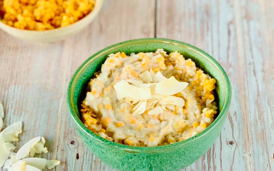 Cremiges Kokos Buchweizen Linsen Porridge