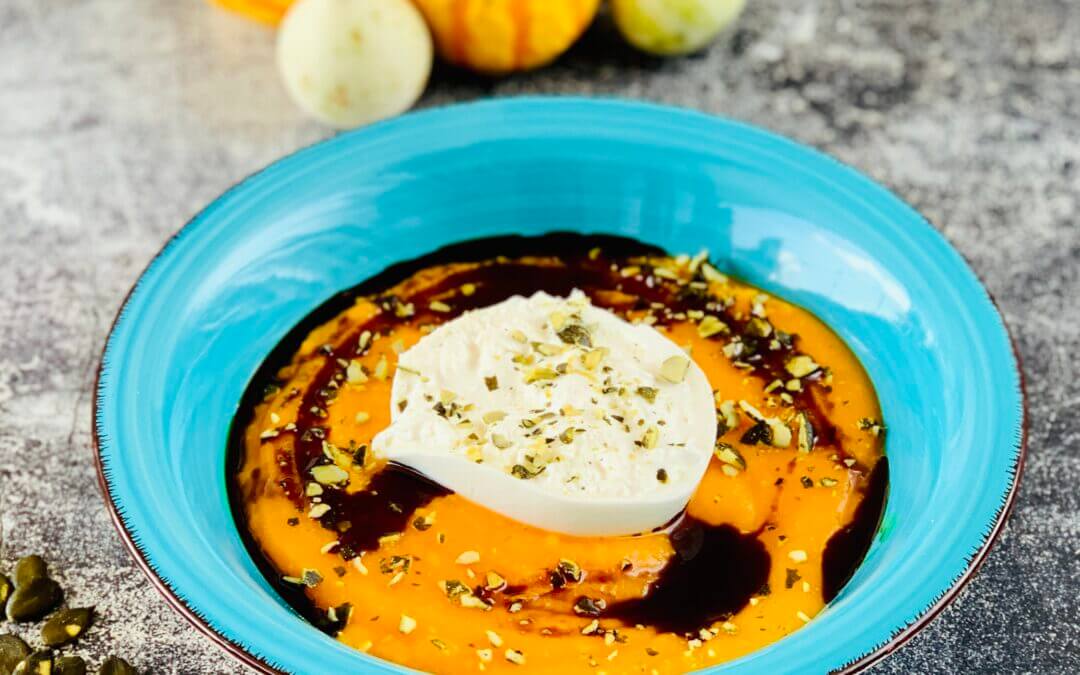 Kürbis Püree mit Burrata
