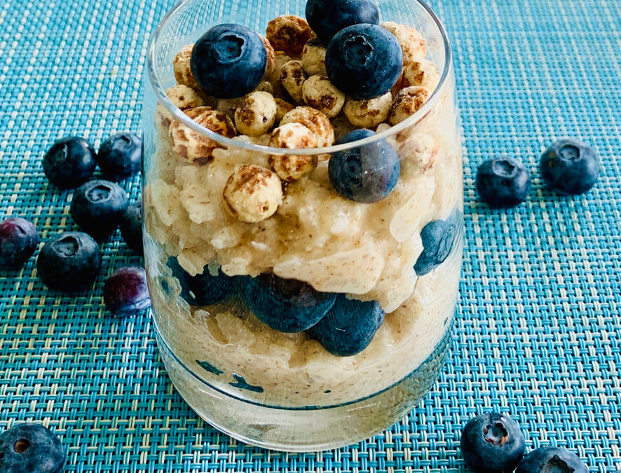 Erdmandel Blaubeeren Milchreis Trifle
