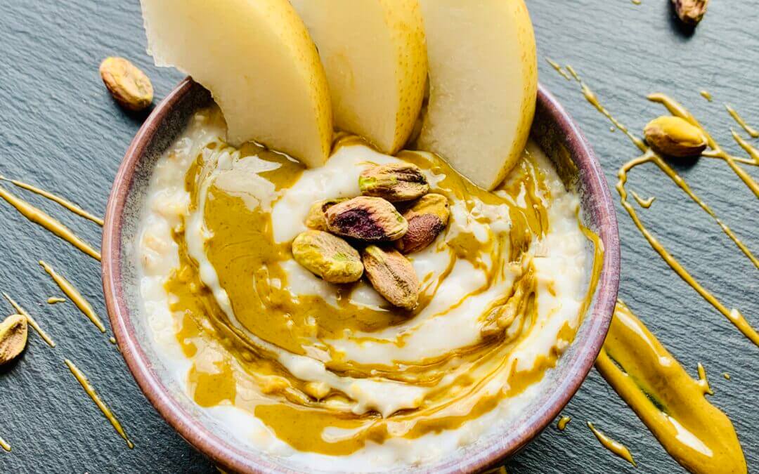 Protein Hafer Tofu Pistazien Porridge
