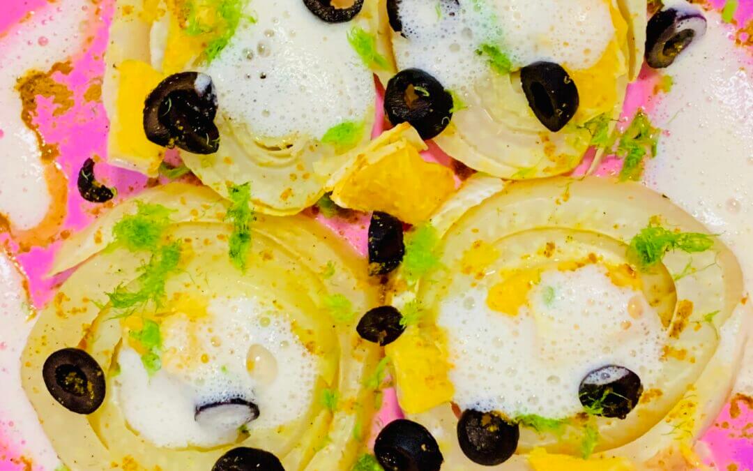 Orangen Fenchel Gemüse mit Orangenschaum