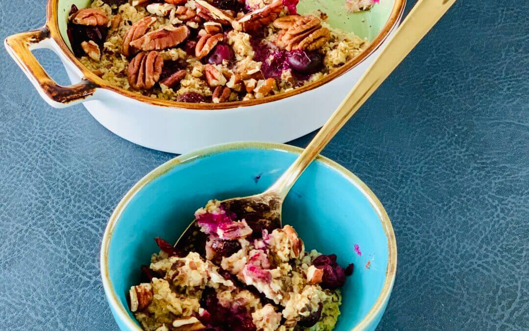 Gebackenes Hafer Blaubeeren Porridge