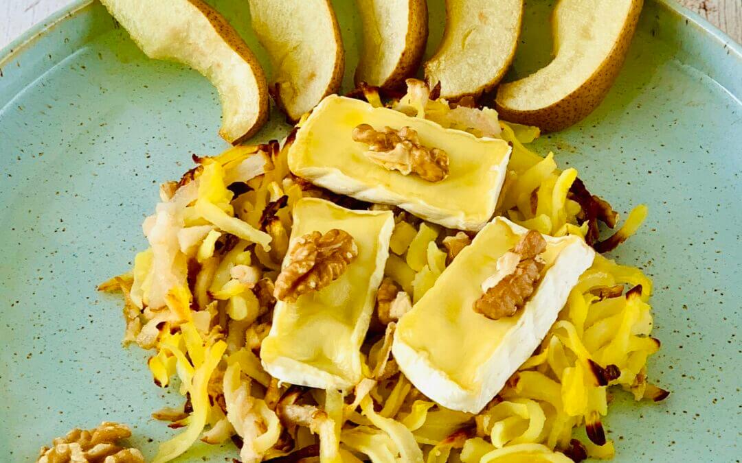 Ofen Rösti mit Birnen und Camembert